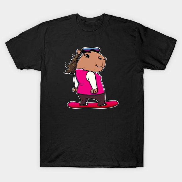 Capybara Snowboarder Girl Snowboarding T-Shirt by capydays